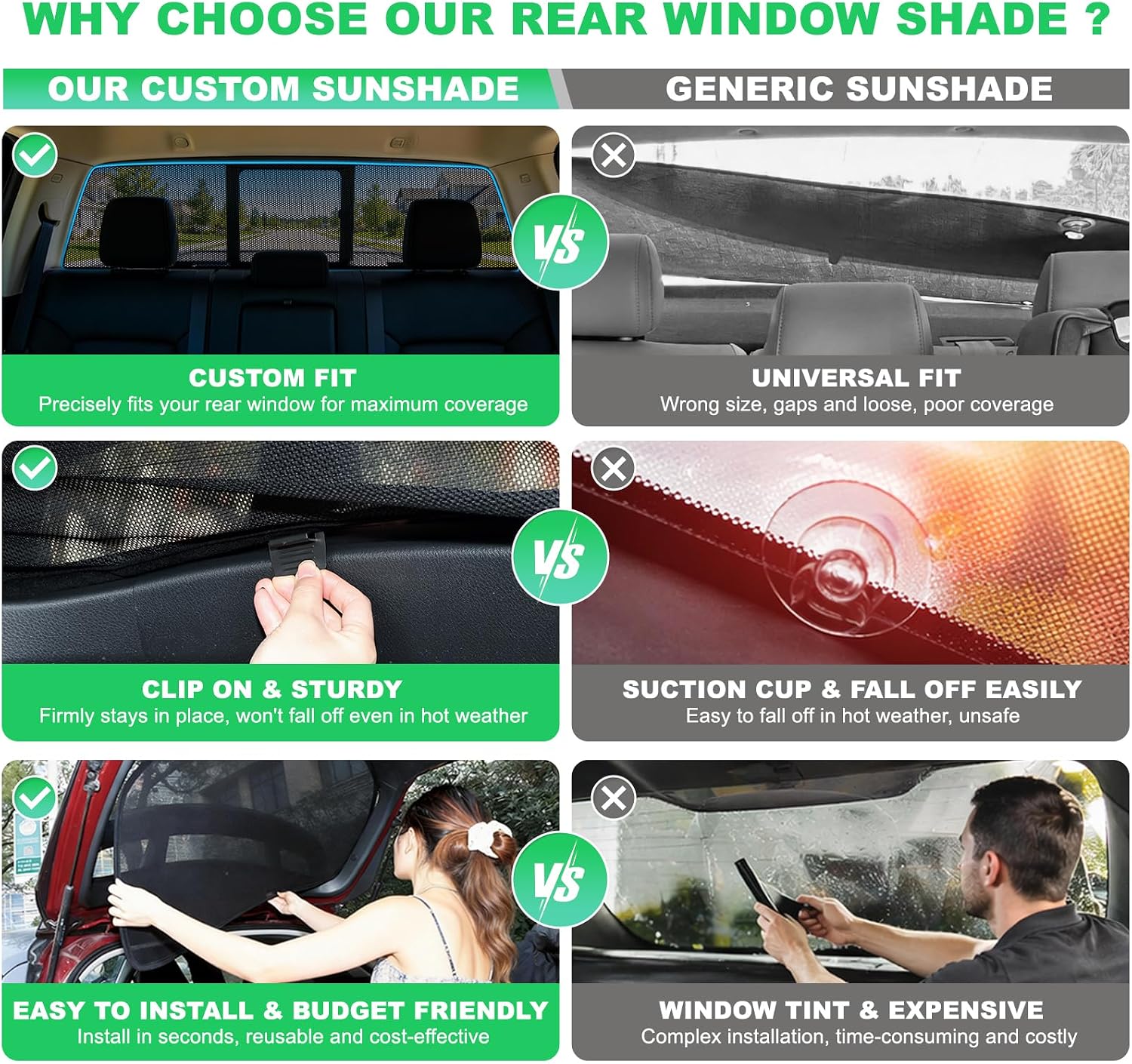 F150 Rear Window Shades 2015-2020, 3PCS Full Coverage Set | Custom Fit, Full Rear Window Coverage, Heat & UV Protection, Privacy & Ventilation
