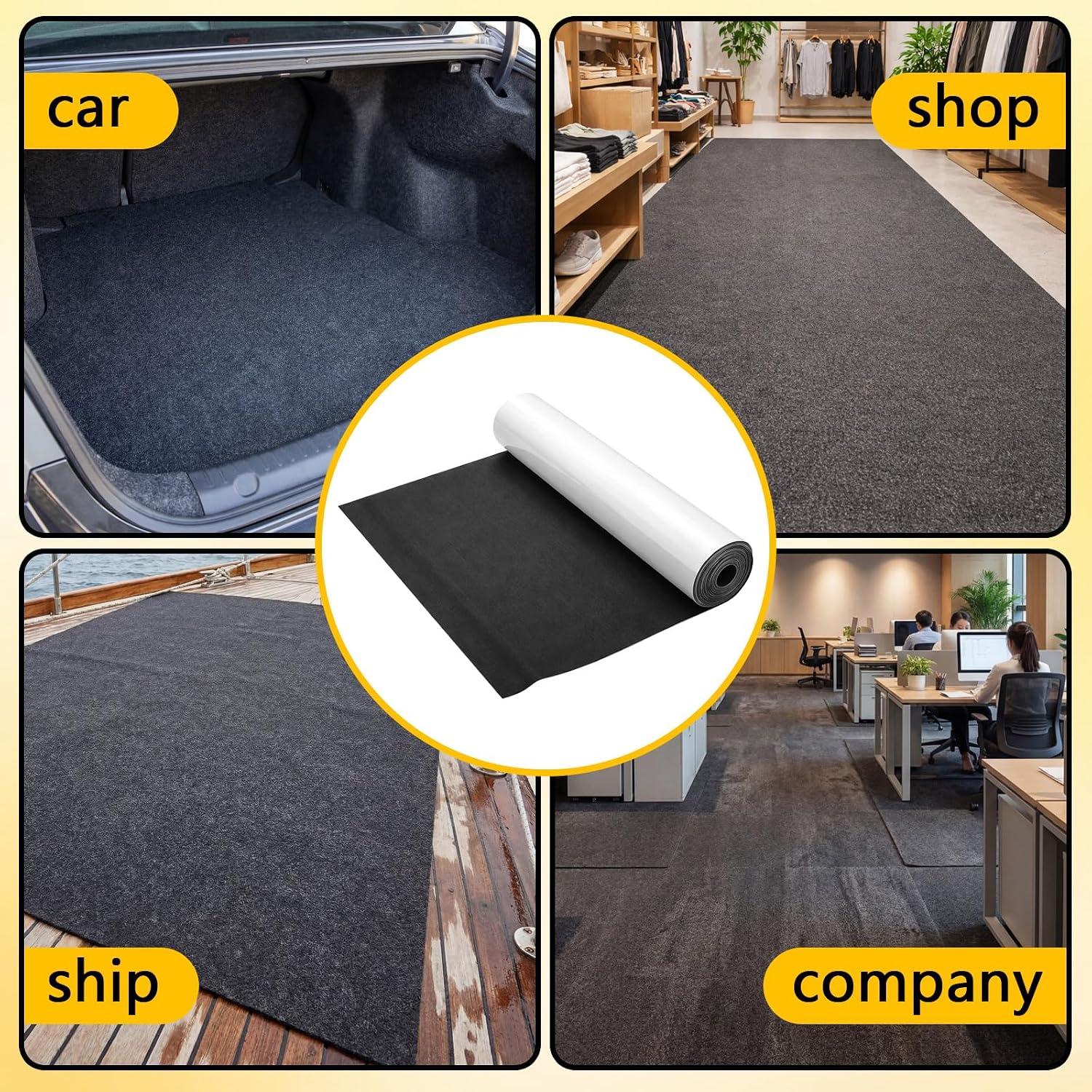 20 x 200 Inch Self-Adhesive Disposable Underfelt Carpet for Car, Waterproof and Durable 1mm Thick High-Felt Floor Mat with Adhesive Backing for Car Studio Boat Marine Truck