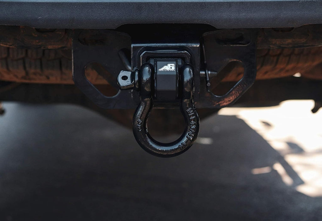 AGENCY 6 Recovery Shackle Block Assembly 2 in Double Hole - Recovery Hitch Receiver Block - Made in The America - Includes Hitch pin and D-Ring (Black)