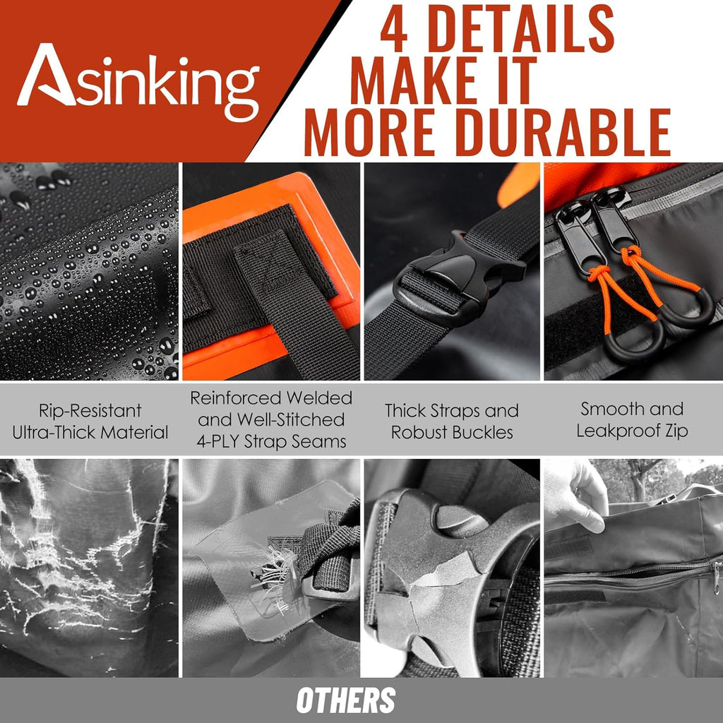 Car Rooftop Cargo Carrier Bag, Asinking 22 Cubic Feet Waterproof Tear-Resistant Car Roof Bag for All Vehicle with/Without Racks - Non-Slip Mat, 6 Door Hooks, 2 Extra Straps, Luggage Lock
