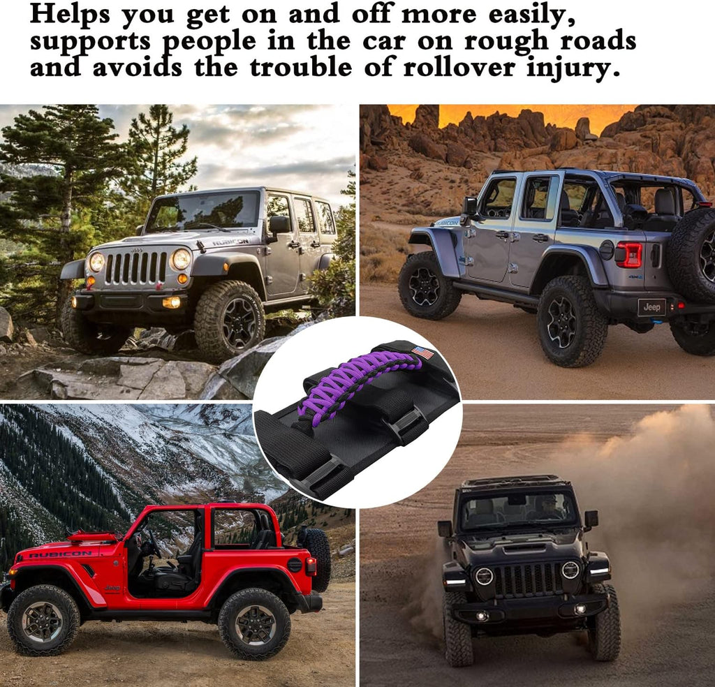 4 X Roll Bar Grab Handles Grip Handle Compatible with Jeep Wrangler JLU JK JKU TJ YJ LJ JT JL & Gladiator JT 1955-2022 UTV & ATV(Purple)
