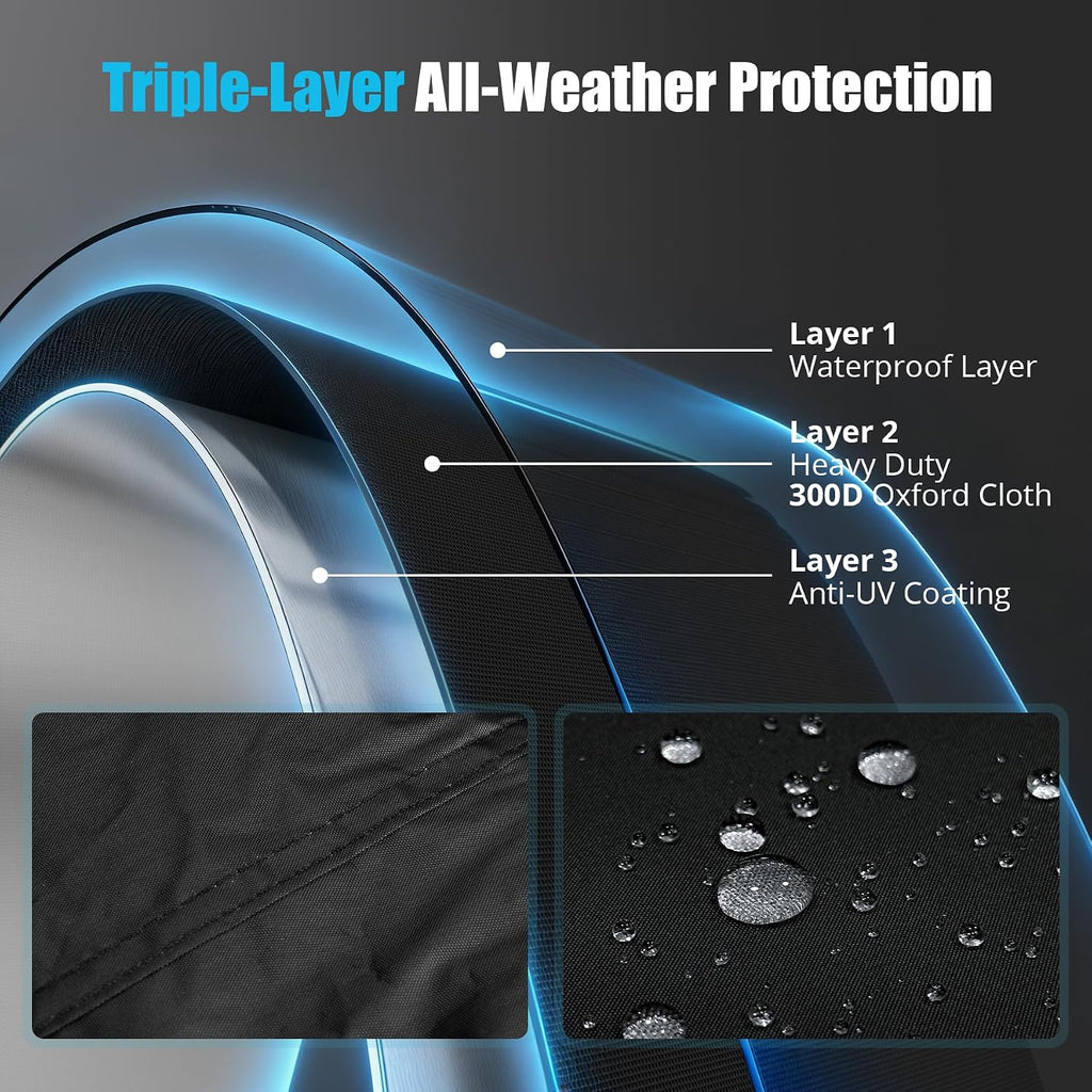 300D Motorcycle Cover Waterproof Outdoor, 96.5 inch Fits for Harley Davidson Sportster Iron 883/1200, Forty-Eight, Nightster, Nightster Special, Street 500/750, Honda Rebel 300/500/1100, Black