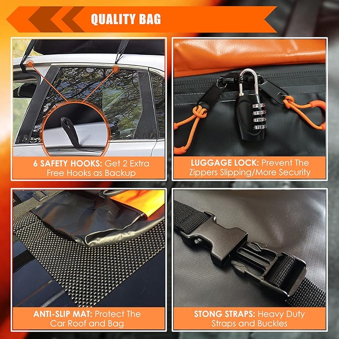 MeeFar Car Roof Bag XBEEK Rooftop top Cargo Carrier Bag Waterproof 15 Cubic feet - Image 5