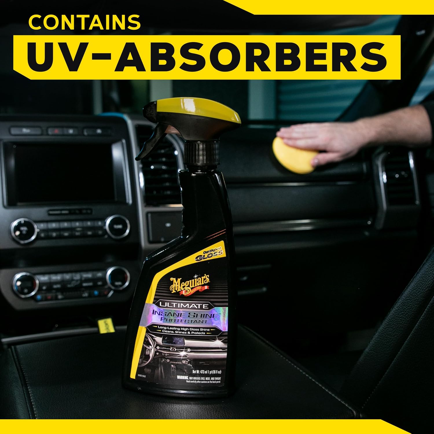 Meguiar's Ultimate Insane Shine Protectant Spray - Non-Greasy, Long-Lasting Shine for Vinyl, Rubber, and Plastic - Protects Against UV Rays and Fading - Easy to Use -16 Oz