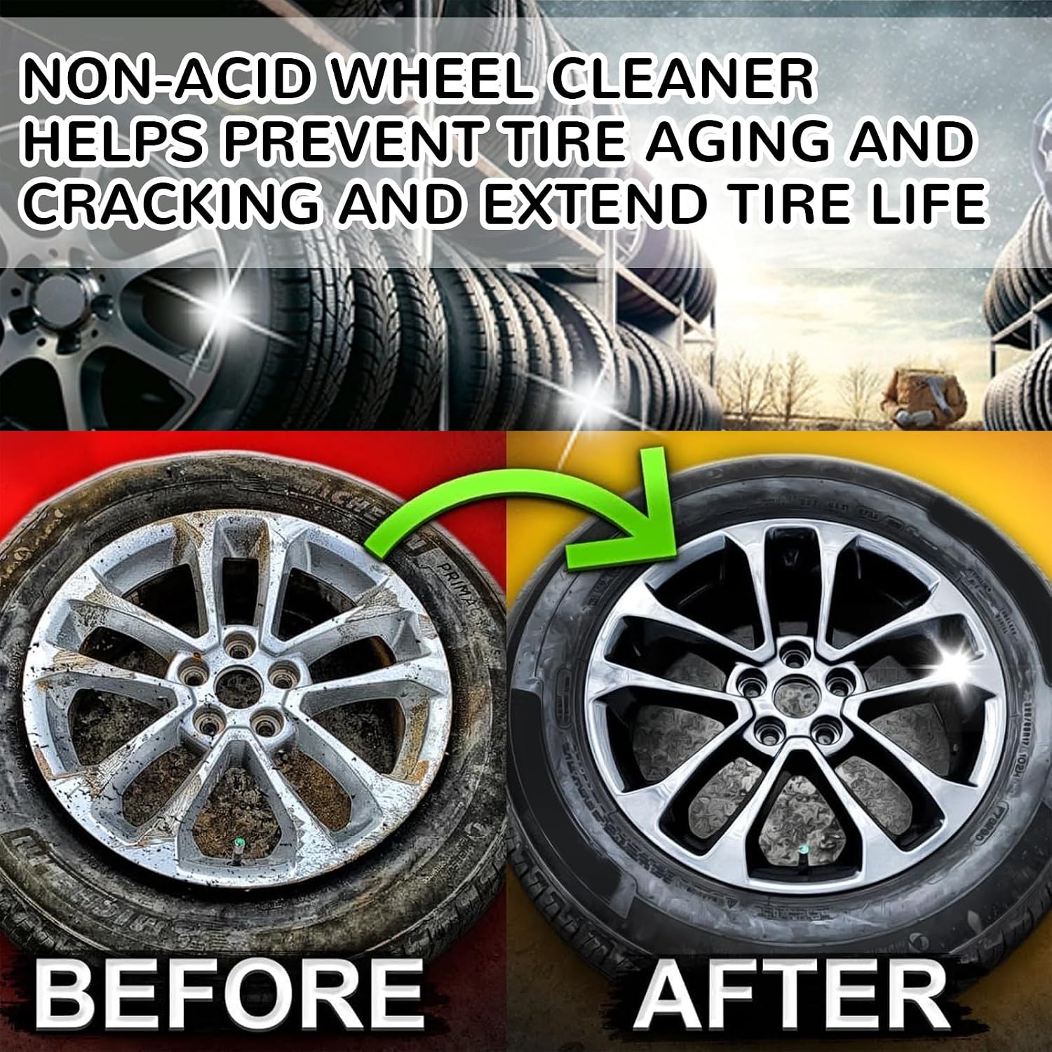Wheel Cleaner, Cleaner Spray, Reduce Erosion, Wheel Maintenance Cleaner, Renovation, Remove Dirt, Dust, Oil Stains, Etc, on The Tire Surfaceprevents Aging and Cracking (2PCS)