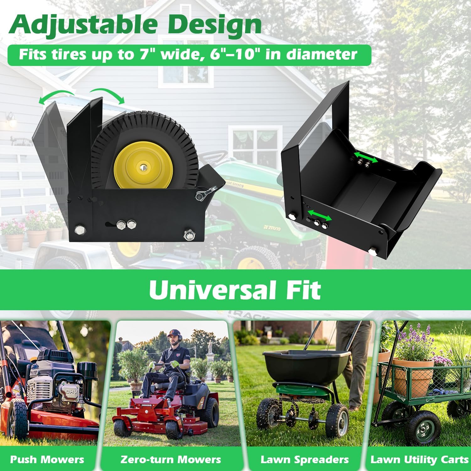 Lawn Mower Wheel Lock, Fits 7" Wide & 6"-10" Diameter Wheel | Lawn Mower Anti-Theft Device|Quickly Locks in Place|Adjustable to Fit Multiple Sizes of Lawn Mower Wheels