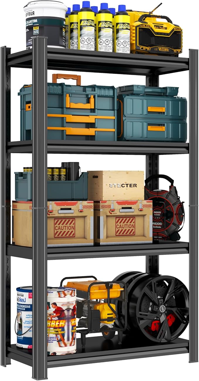 Metal Garage Shelving Unit, Heavy Duty 4-Tier Adjustable Storage Rack, Steel by Notmise