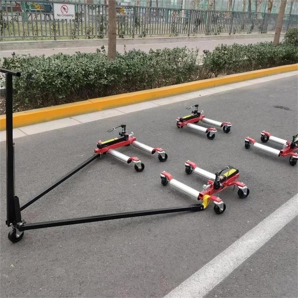 Car Moving Dolly Tow 12" go Jacks Aluminum Mover Roller | Red 4pcs