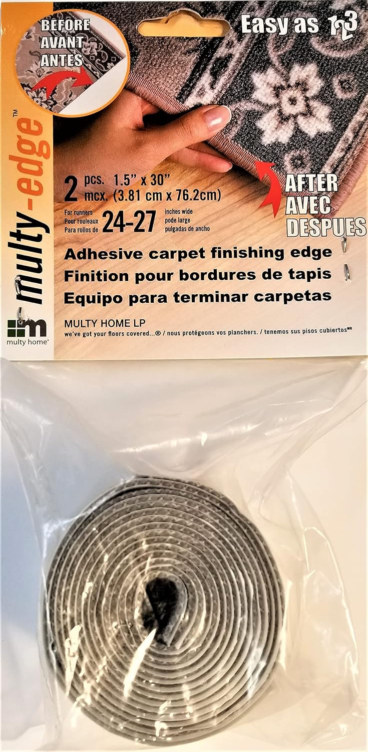 Multy Adhesive Carpet Finishing Edge, 1.5" x 30", Grey, 2-Pieces