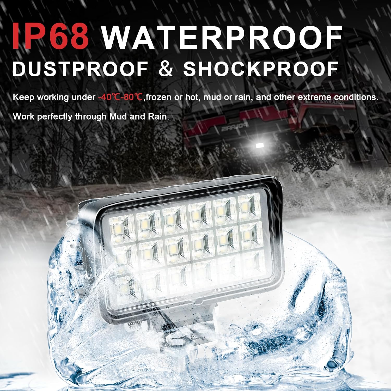 Ranger Backup Light 36W Reverse Light Compatible with 2018-2025 Polaris Ranger Crew 1000 XP Rear Below Cargo Flood Light