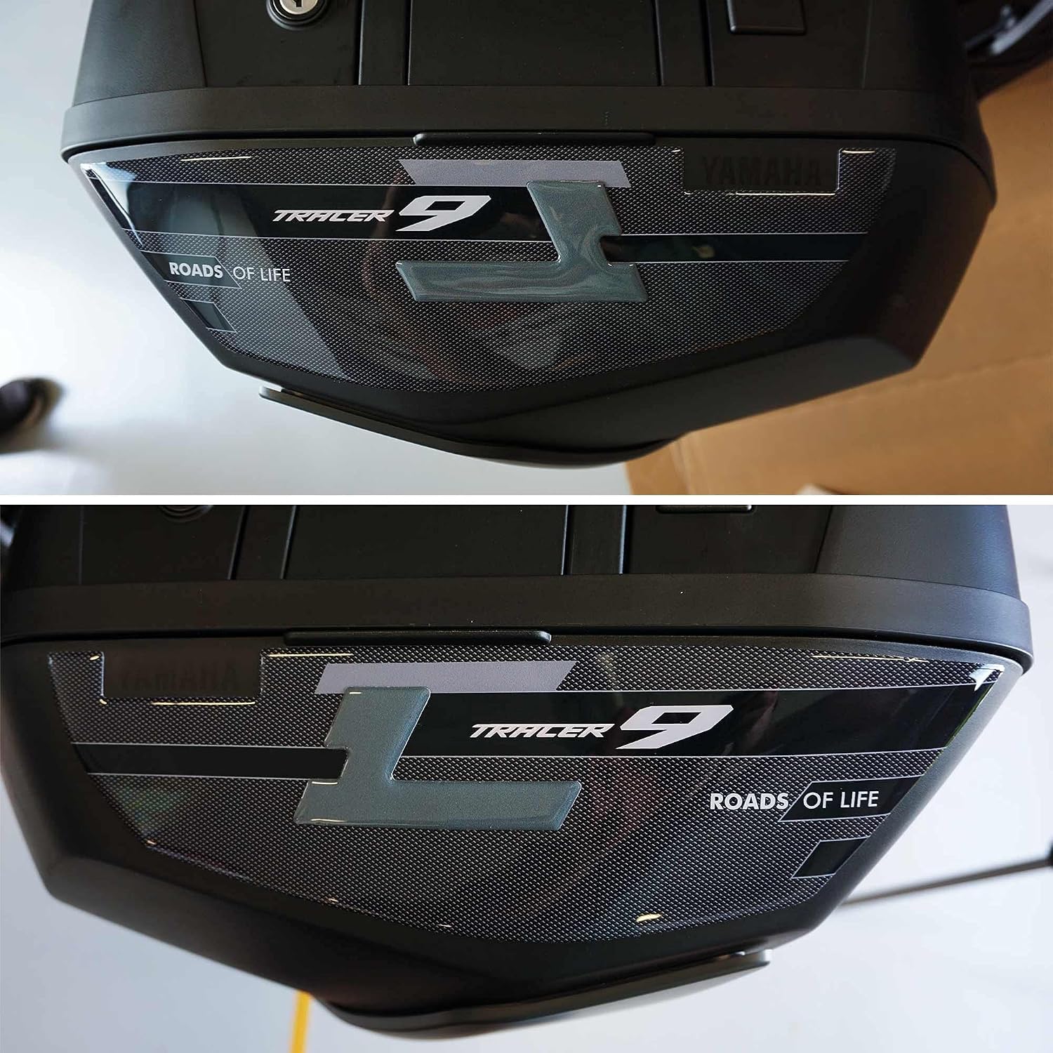 labelbike - 3D Stickers Motorcycle Side Bags Protection and Decoration in Resin Compatible with Yamaha Tracer 9 2021-2026 Color Gray Black Carbon