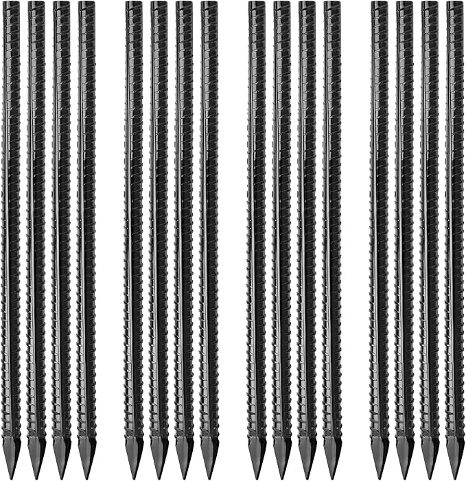 16 inches Ground Rebar Stakes Heavy Duty Metal Spikes by Besitu