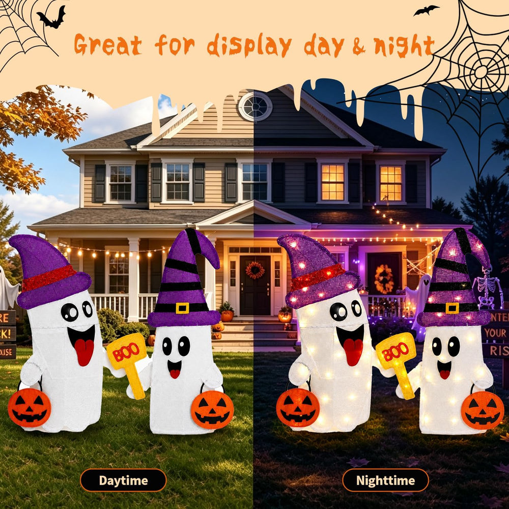 2 Pack 30Inch Halloween Decorations Outdoor Light Up Ghost Decor