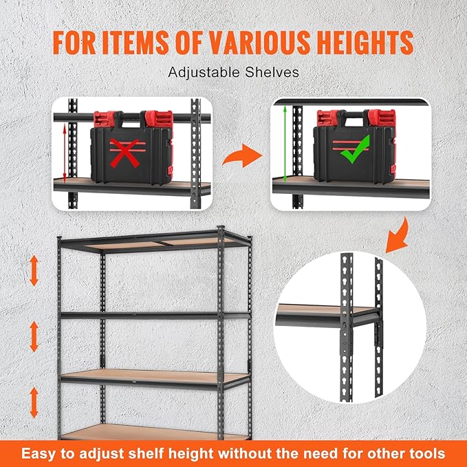 VEVOR Storage Shelving Unit, 5-Tier Adjustable Storage Shelves, Metal Shelves - Image 7
