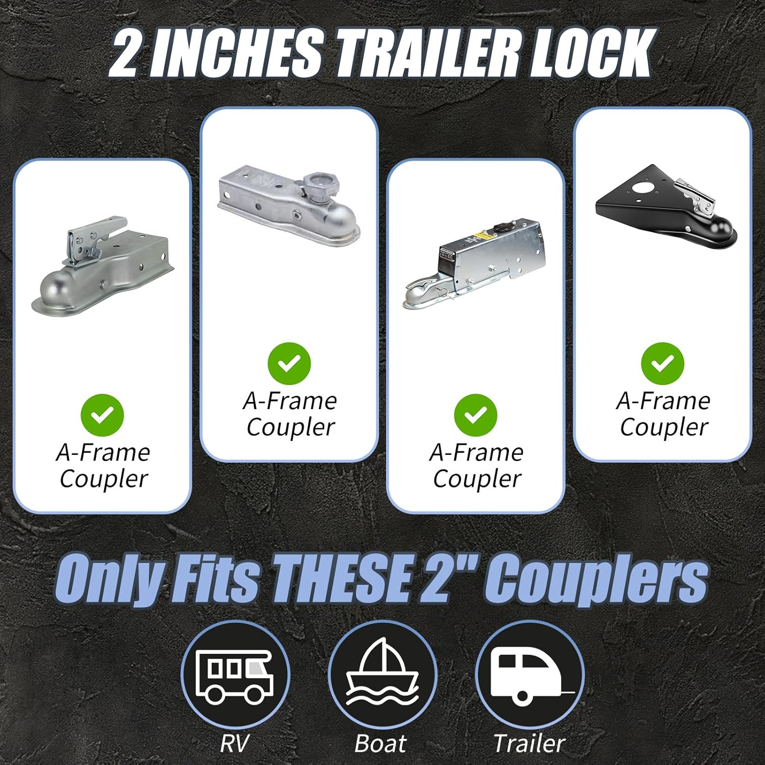 Trailer Hitch Lock for 2 Inch Coupler with Safety Chain Lock, Heavy Duty Anti-Theft Trailer Tongue Coupler Lock for RV, Boat, Utility & Cargo Trailers (Red)