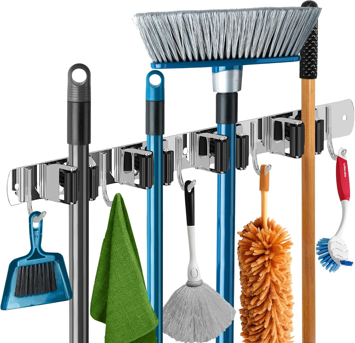 mop and broom holder - clear cleaning clutter, main product view