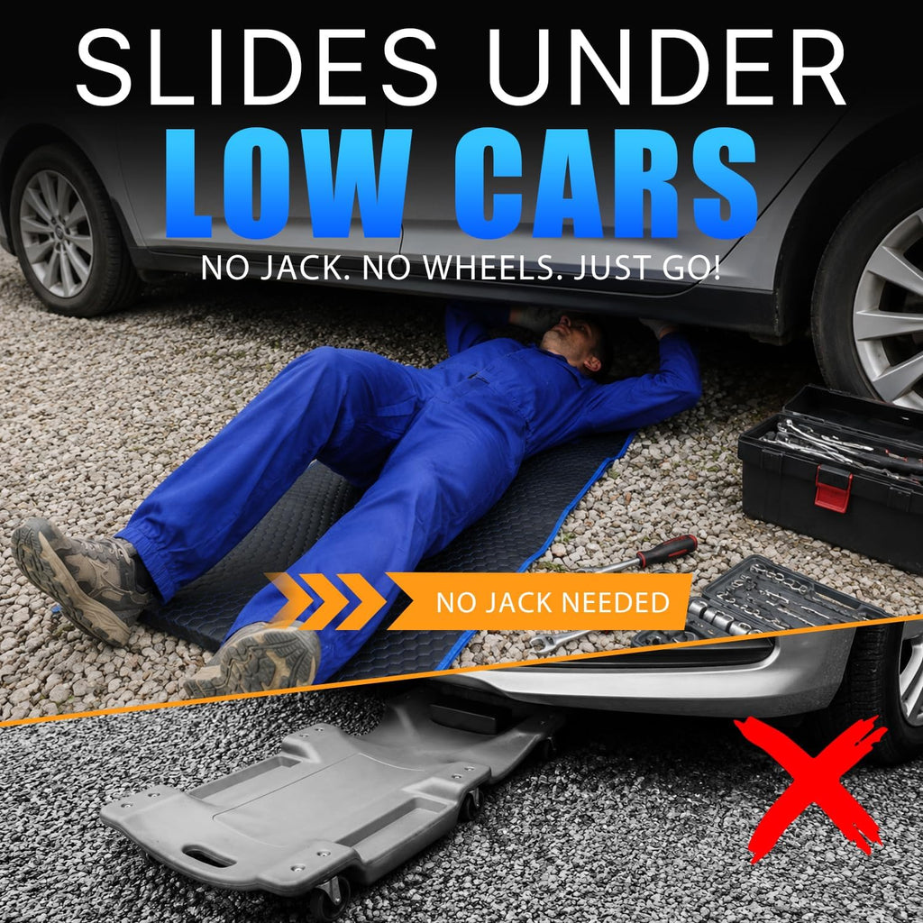 Magic Rolling Creeper Mat Portable Mechanics Mat | for Low Clearance, Slide Under Car Easily, Foldable Garage Padded Mat, Storage Bag Included, Men's Gift for Father