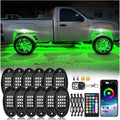 12Pods RGB LED Rock Lights Kit with APP/RF Remote Control Dual Zone Brake, Car Underglow Lights Multicolor Neon Underbody Lights Waterproof 12V for Trucks Pickup Jeep Golf Cart SXS ATV