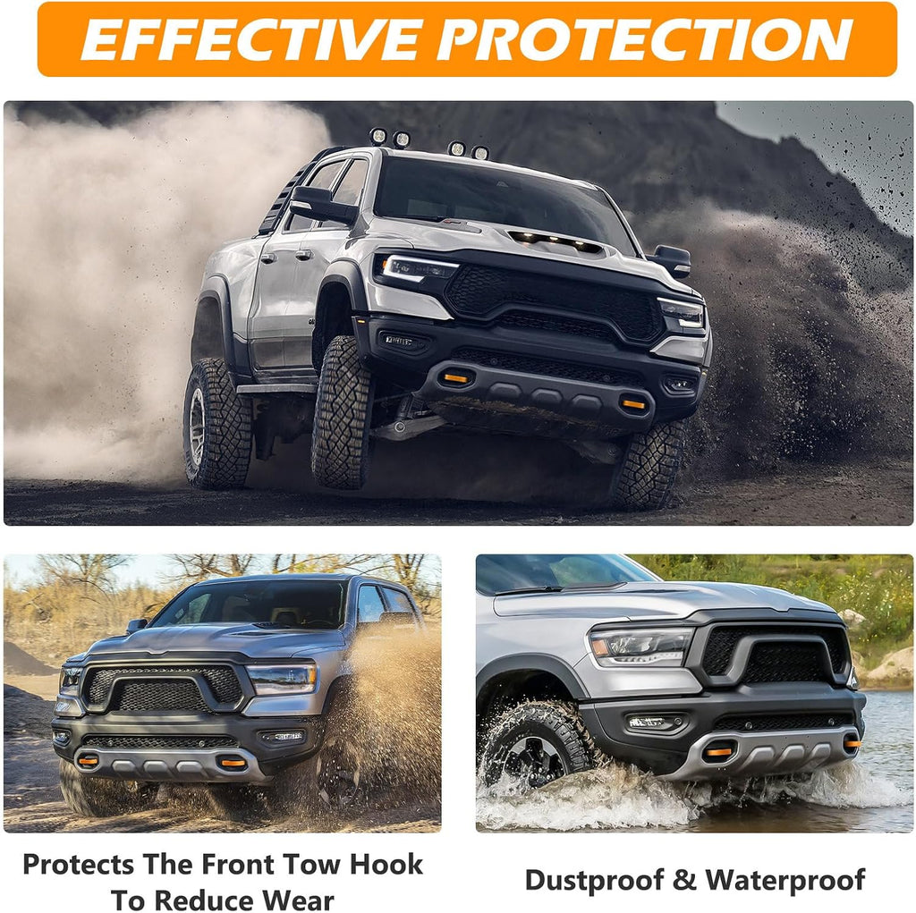 Front Tow Hooks Covers Hitch Cover Customized Car Tow Hooks Compatible with RAM 1500 Accessories 2019-2026|Orange (Not Fit for RAM 1500 Classic,Warlock,RAM 2500,RAM 3500)