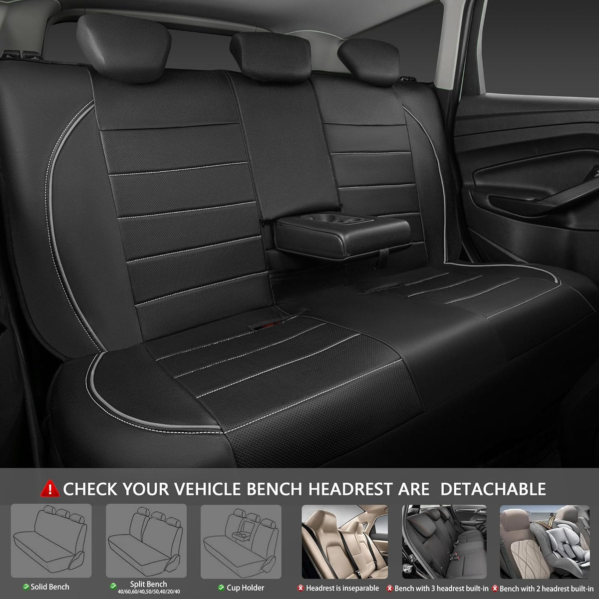 car pass universal reflect piping leather car seat, side view