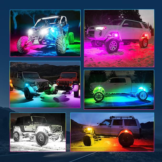 MICTUNING 2025 1000% Bright Q1 MAX RGB+IC Rock Lights, 12 Pods Chasing - Image 7