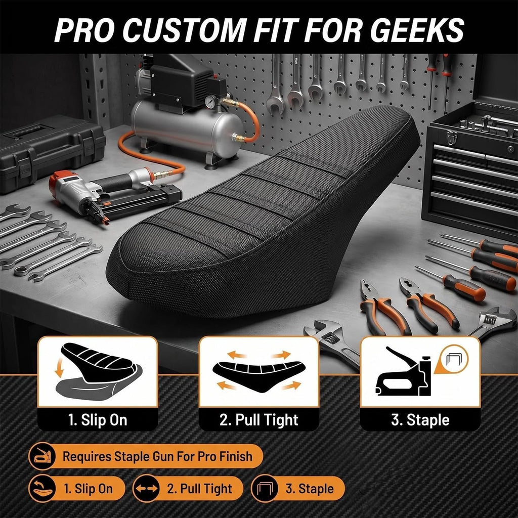 CHANGCHENG Ribbed Gripper Seat Cover for Ridstar Q20 YVY K20/Q20 E-Bike,Dirt Bike Style Non-Slip Waterproof PVC Leather Saddle Sleeve,Custom Fit Ebike Accessories for Q20 Pro/Plus YVY K20/Q20 -Black