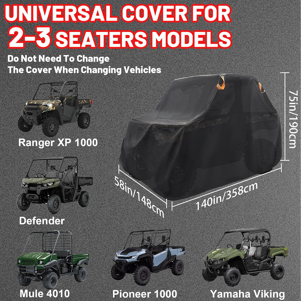 StarknightMT UTV Cover 2-3 Seater,Large Waterproof 210D Cover Compatible with Kawasaki Mule 4000 4010/Defender/Ranger XP 1000/Wolverine RMAX2/Pioneer/Uforce with Reflective Strips