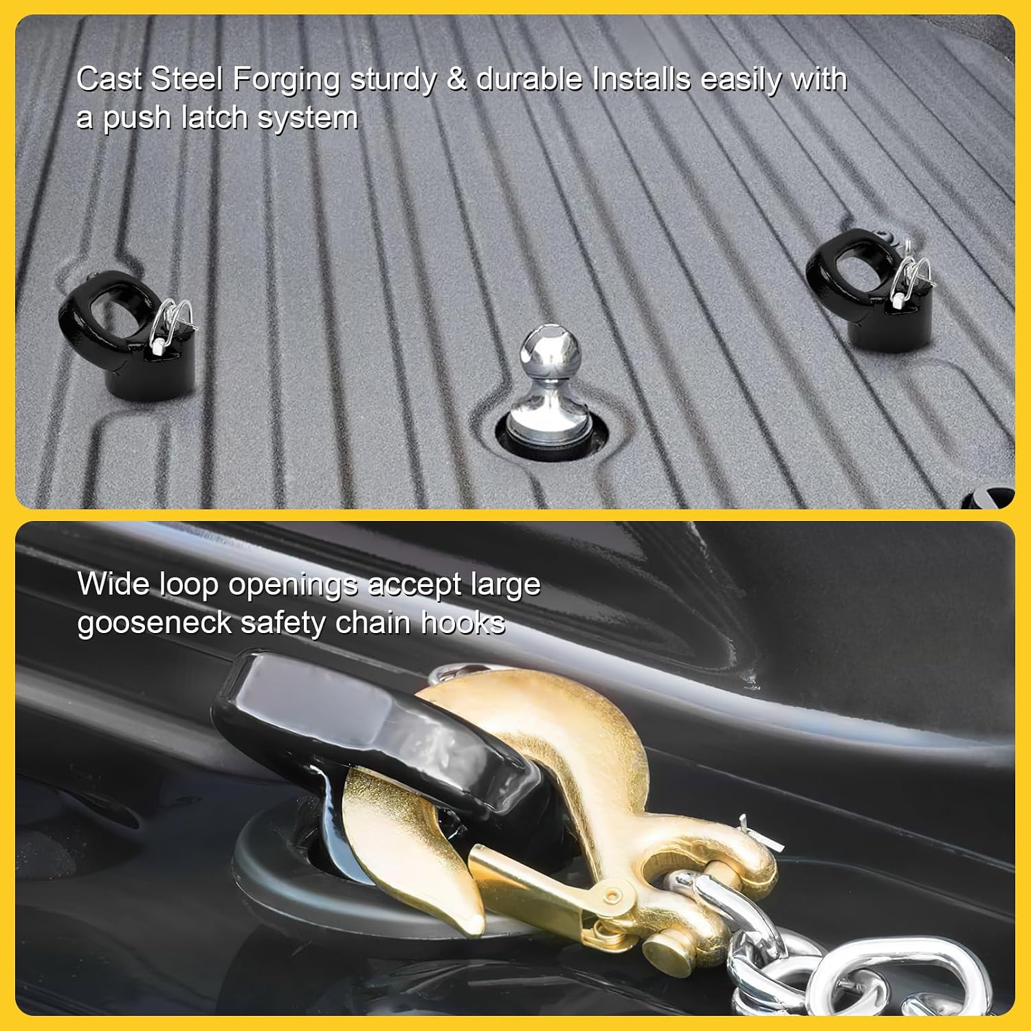 60618 Puck System 38000 LBS Gooseneck Hitch Ball Kit - Compatible with 2013-2024 Dodge RAM 2500 3500 - 2-5/16 Inch Gooseneck Ball for Truck Bed with 2 Pack Safety Chain Anchors