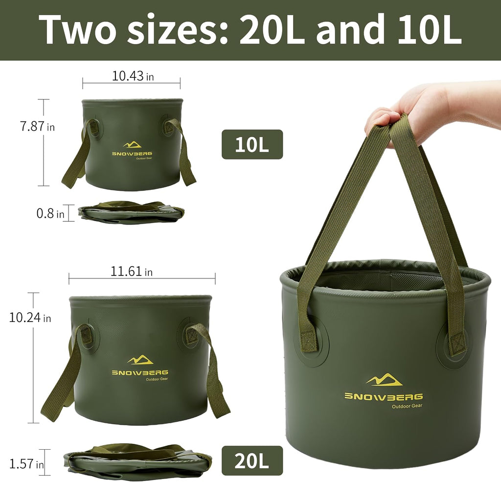 Collapsible Bucket 10L, Collapsible Bucket with Handle for Easy Portability, Car Wash Bucket Suitable for Rvs, Fishing, Car Washing, Camping (Green, 10L)