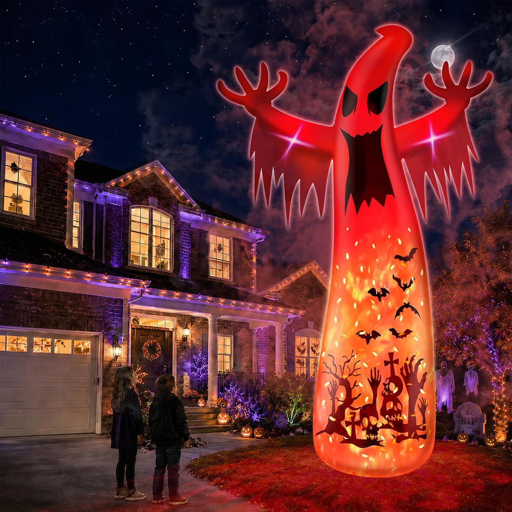 14 Ft Giant Halloween Inflatable Ghost Decorations Outdoor with Flame Light