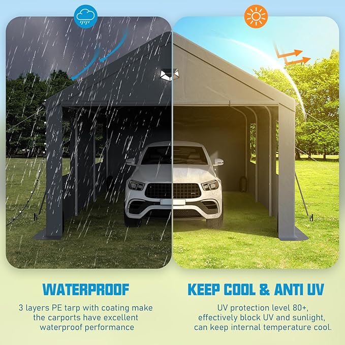 10x20 Carport Canopy, Heavy Duty Car Port, Portable Car Ports Garage - Image 6