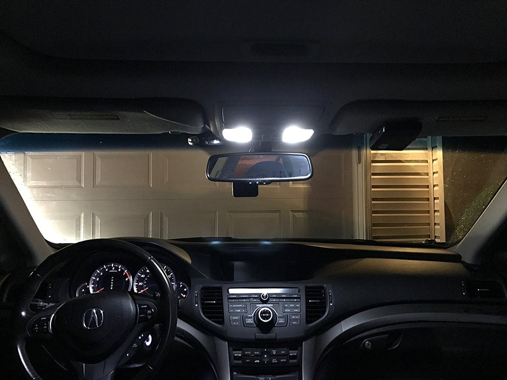 2009-2014 Acura TSX Interior White LED Kit + License Plate (Complete 15PC Light Bulb Set) Sedan & Wagon -2010, 2011, 2012, 2013