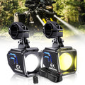 Motorcycle LED Fog Lights 2 Inch White/Amber Dual Color LED Pods Auxiliary 4 Modes Strobe Square Driving Light Spotlights with Blue Backlight for ATV UTV Off-Road Truck Pickup Tractor RV