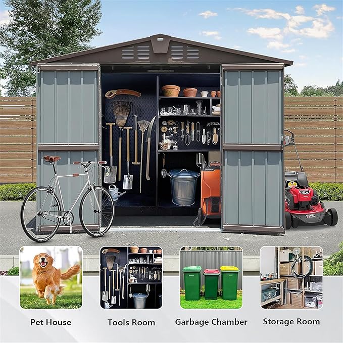 IKERY Metal Storage Shed 8.2' x 6.2' - Image 4