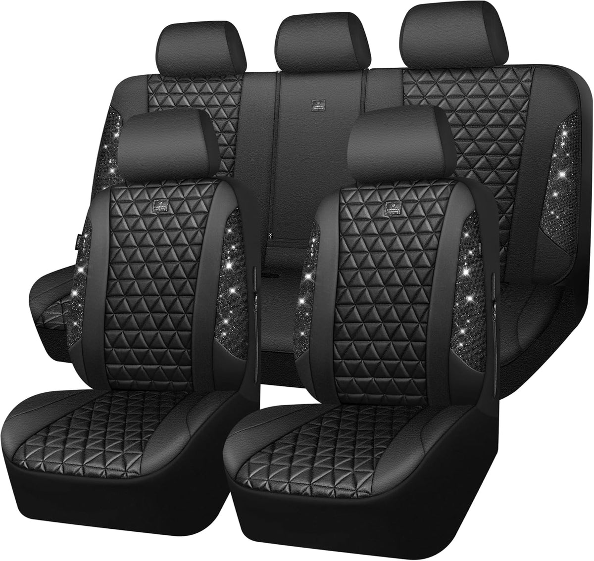 car pass bling diamond black leather car seat, main product view