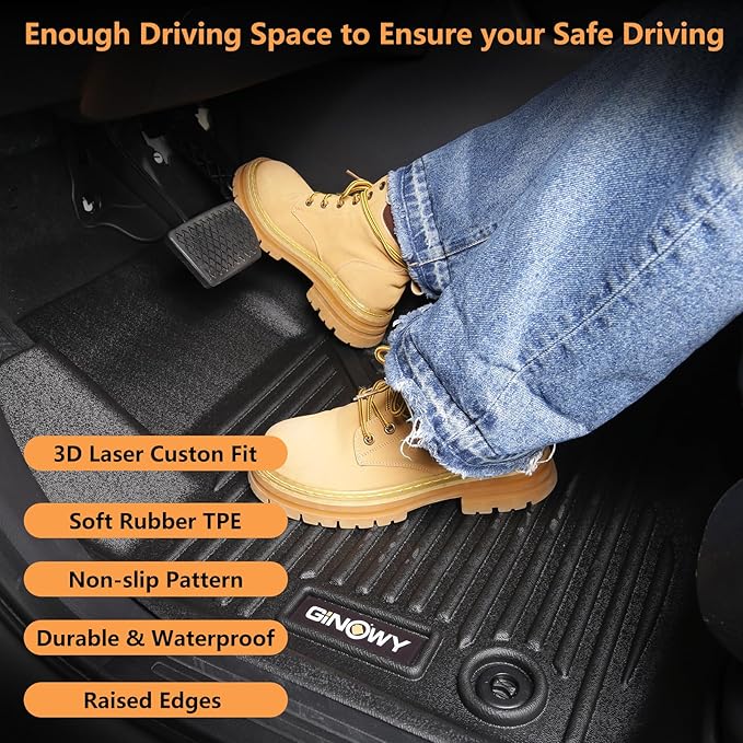 GINOWY-Floor Mats for Hyundai Santa Cruz 2022-2024 2025, TPE All Weather Car - Image 2