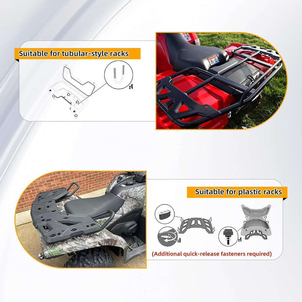 TCMT 96L ATV Storage Box Rack Basket Rear Cargo Trunk Luggage Tail Box with Backrest Universal