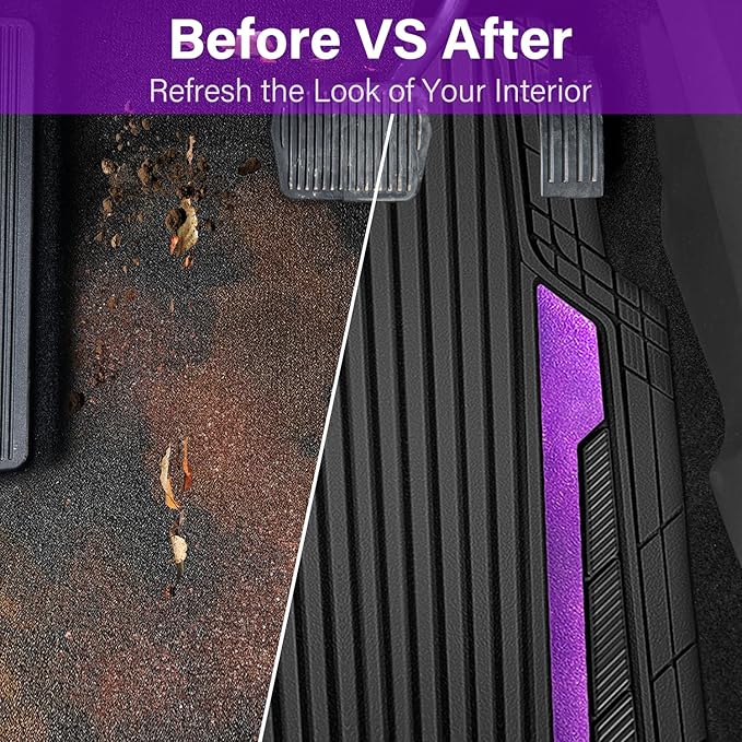 CAR PASS Heavy Duty Rubber Car Mats Metallic, Aluminum Film All Weather Floor - Image 6