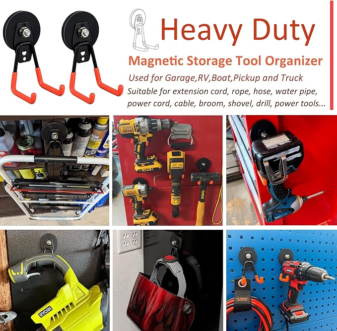 ULIBERMAGNET Heavy Duty Magnetic Garage Hook, 10 Pack Strong Large Magnet Hooks