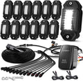 LEDMIRCY R2 Pure White Rock Lights Kit with Roker Switch Wire Harness 12PCS LED Rock Lights White for Offroad Truck ATV UTV SUV Underglow Light Trail Rig Light Under Body High Power Waterproof