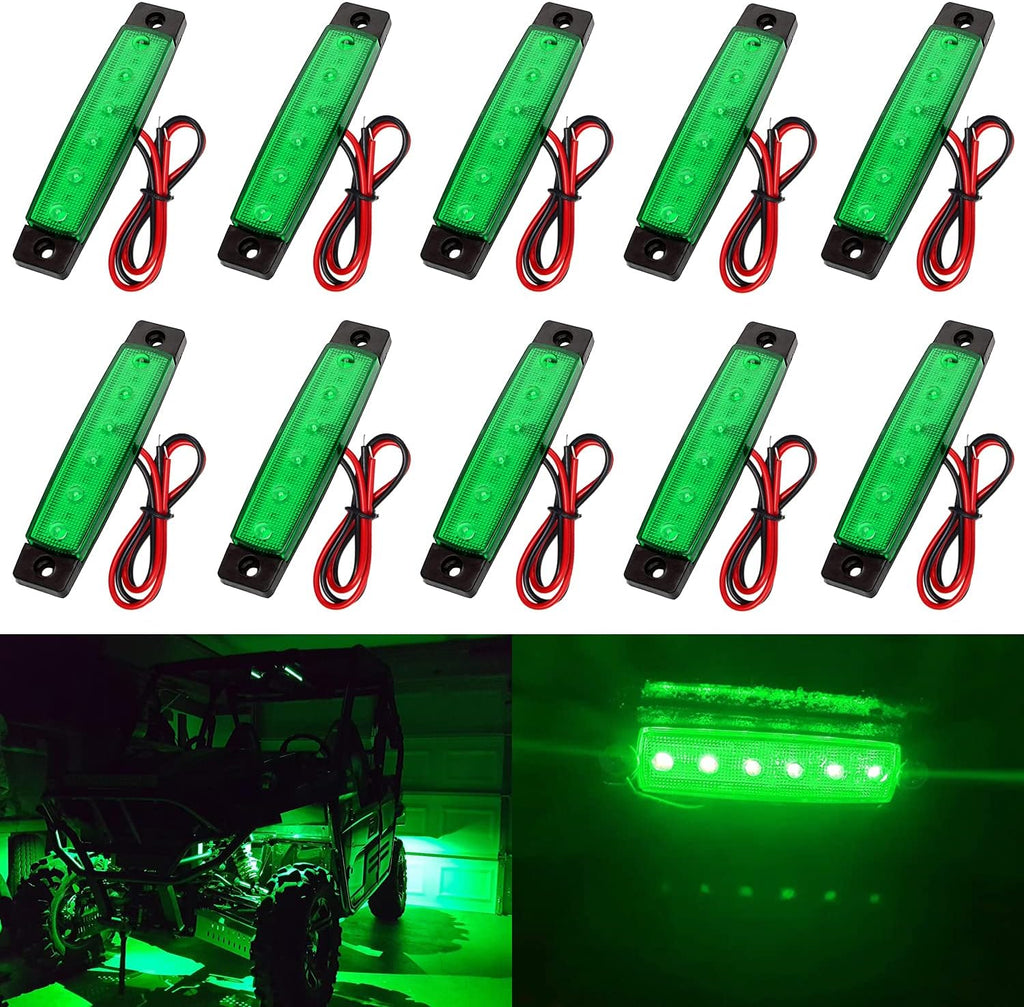 10X Led Rock Lights, Strip Light, Wheel Well Light, Waterproof Exterior Interior Light, Led Underglow Kit for Golf Cart, Jeep Wrangler, RZR, Offroad, Truck, RV, UTV, ATV, Ford, Snowmobile (Green)