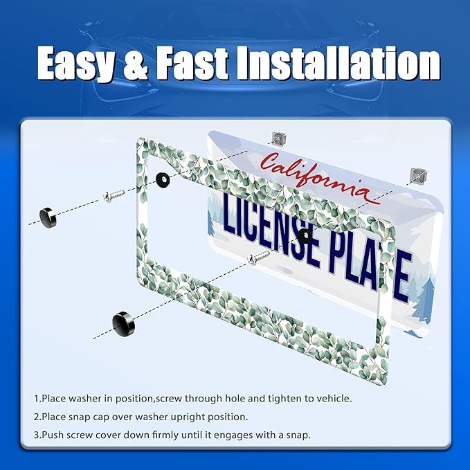 Green Leaf License Plate Frame Colorful License Plate Stainless Steel Funny - Image 3