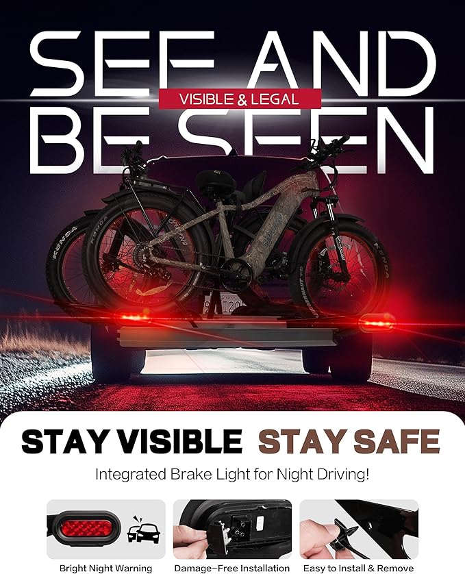 Young Bike Rack Brake Light & Plate Kit, 6 Inch 10LEDs Oval Red LED Tail Light - Image 2