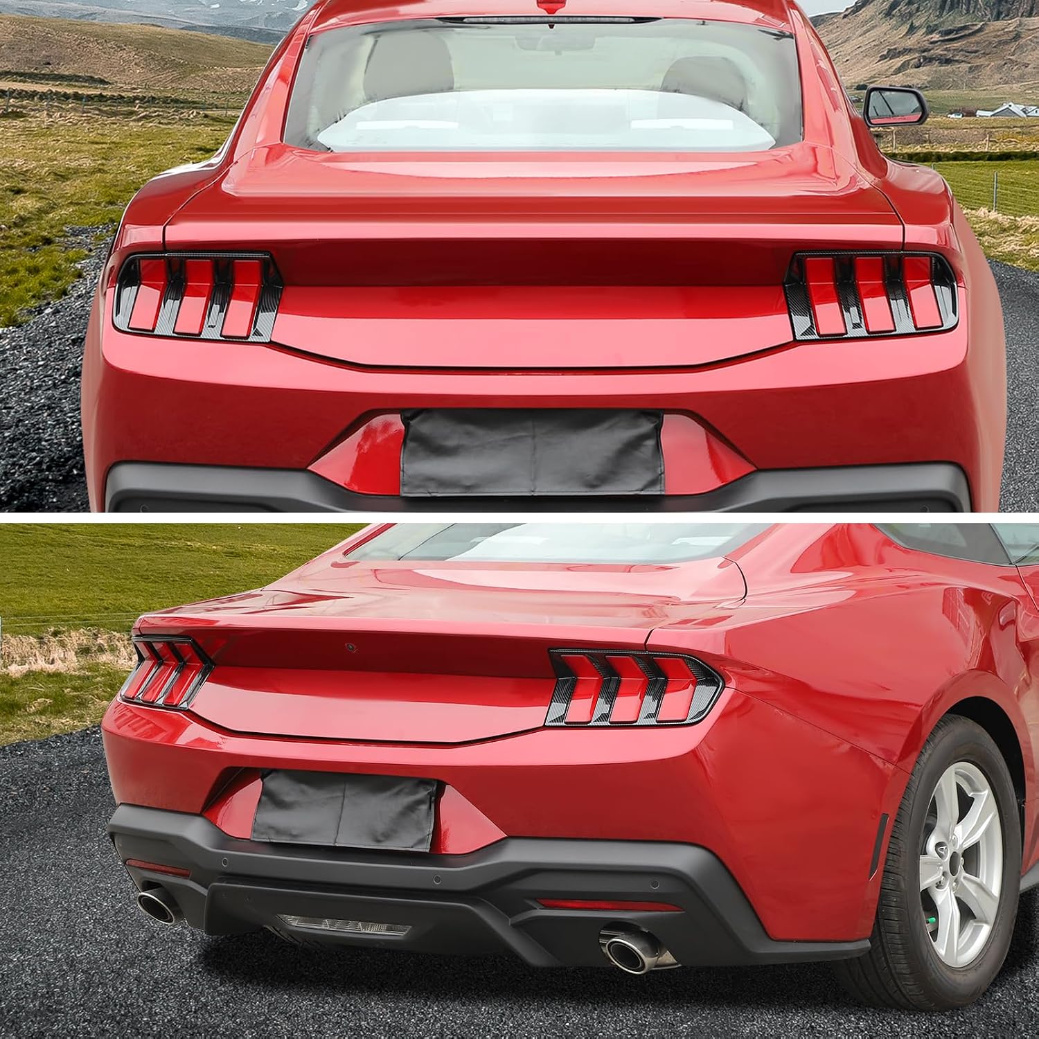 CheroCar Smoked Black Tail Light Cover Guard Trim Replacement TailLight Cover ABS Exterior Accessories for Ford Mustang 2024 2025 2026