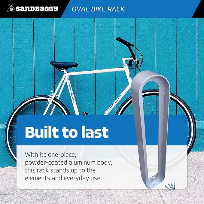 Sandbaggy Modern Commercial Bike Rack | 6.5” x 3” x 35” Oval Design | In-Ground - Image 3
