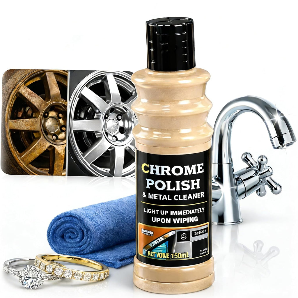 Chrome Polish & Metal Cleaner for Cars 5.07 fl oz, Rust Remover for Metals | Cleans & Restores Aluminum, Stainless Steel, Golf Clubs, Silver, Brass, Copper & Jewelry. 180-Day Shine Paint Protection.
