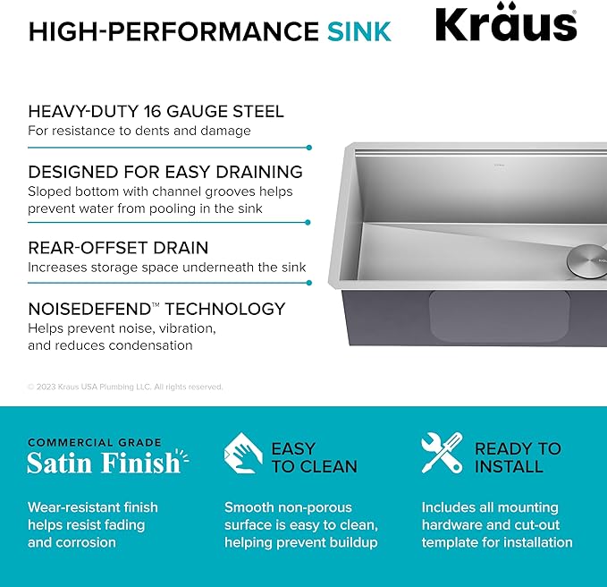 KRAUS Kore Workstation 30-inch Undermount 16 Gauge Stainless Steel Kitchen Sink - Image 11
