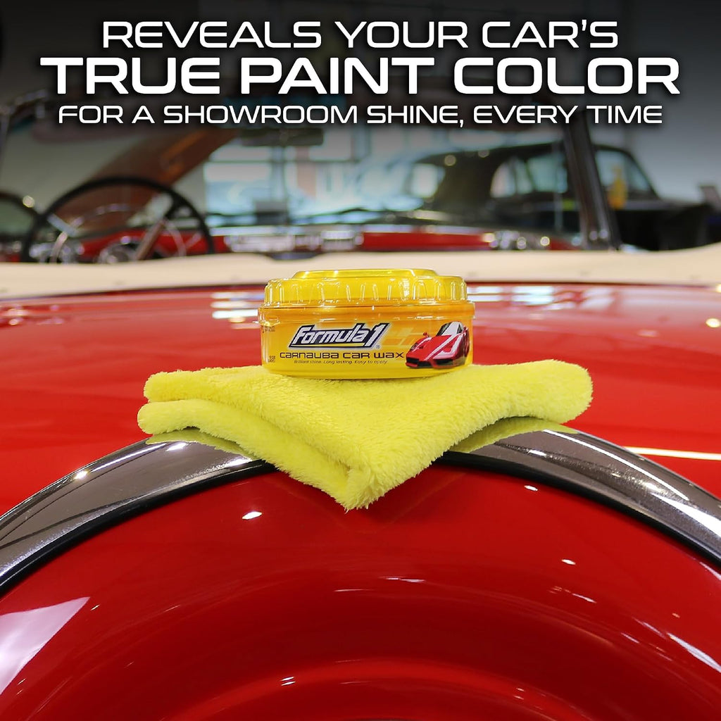 Formula 1 Carnauba Car Wax Paste - High-Gloss Shine - Polish for Car Detailing to Shine & Protect – Remove Haze and Paint Swirls w/ Micropolishing Agents – Car Cleaning Supplies (8 oz)