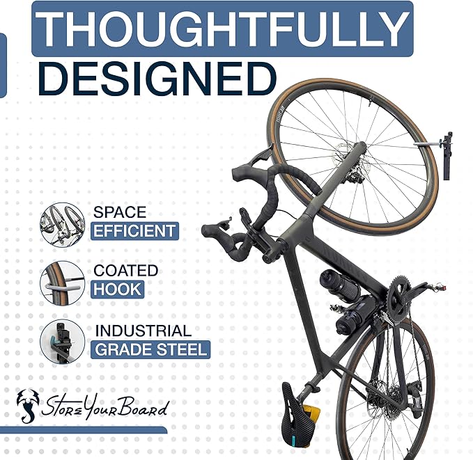 WheelRest Bike Hook, No-Lift Garage Bike Wall Mount 75lbs Max Load, Fits all - Image 4