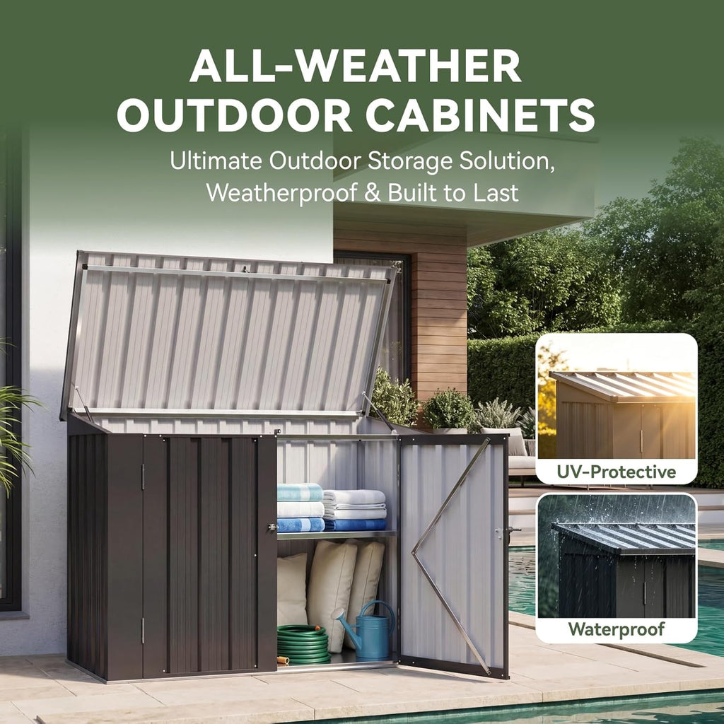 aoxun outdoor storage cabinet 20cu.ft metal storage shed showing dimensions